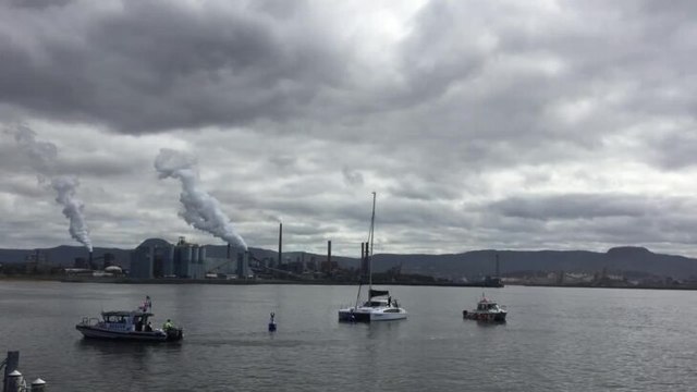 ILLAWARRA MERCURY Rogue Catamaran Towed Into Port Kembla