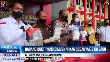 Polda Kalteng Musnahkan 2 Kg Sabu Dengan 12 Tersangka