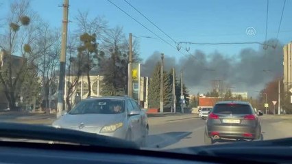 Ukrayna'nın Lviv kentinden dumanlar yükseliyor