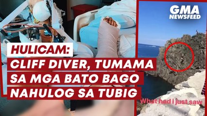 Cliff diver, tumama sa mga bato bago mahulog sa tubig | GMA News Feed