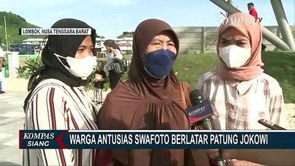 Intip Antusiasme Warga Berswafoto Berlatar Patung 'Speed Jokowi' di Mandalika