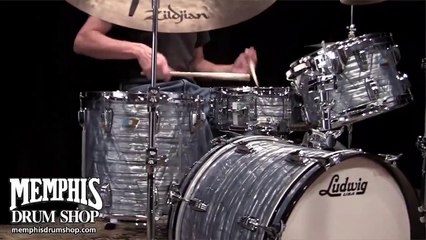 Ludwig 4-Piece Classic Sky Blue Pearl Maple Drum Set (20'' Bass Drum, 14'' Floor Tom, 12'' Rack Tom and a 5x14 Wood Snare Drum) [Memphis Drum Shop]