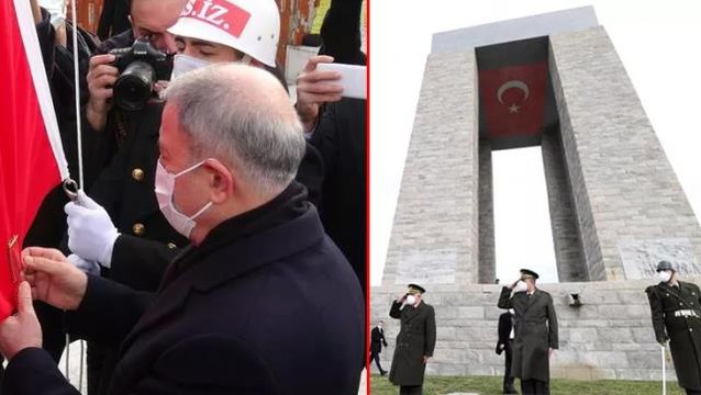 Çanakkale Zaferi'nin 107'nci yılı! Altın madalyalı Türk Bayrağı 253 bin şehit adına göndere çekildi