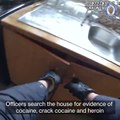 Dramatic body-cam footage shows moment police found £28,000 worth of crack cocaine and heroin stashed away in a washing machine