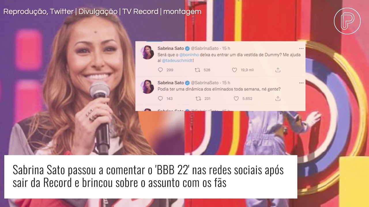 Sabrina Sato no 'BBB 22'? Apresentadora pede para comentar reality da Globo após sair da Record