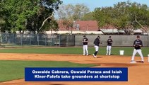 Yankees Shortstops Take Ground Balls During Spring Workout