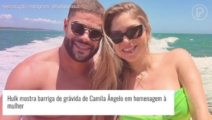 Hulk destaca barrigão de grávida de Camila Ângelo ao homenagear a mulher: 'Minhas princesas'