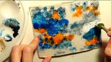 Abstract Painting with Orange Black and Blue