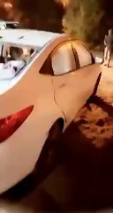 بعض الأضرار المادية جراء المحاولة العدائية من قبل المليشيا الحوثية لاستهداف محطة الغاز بخميس مشيط.