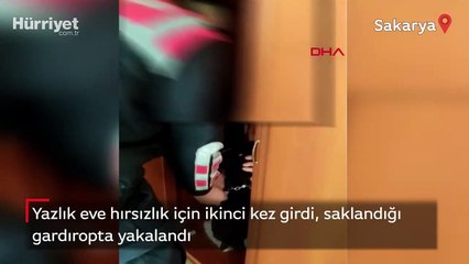 Yazlık eve ikinci kez girdi, gardıropta yakalandı! O anlar kamerada