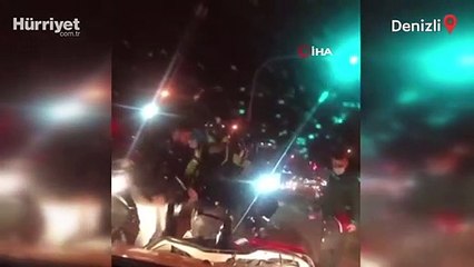 Denizli'de motokurye, taksiciye dehşeti yaşattı! O anlar kamerada