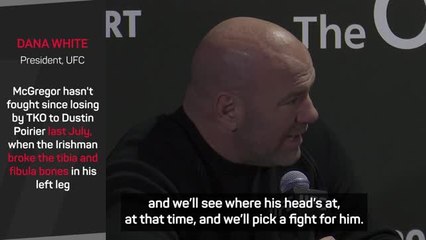McGregor UFC return could be months away, says Dana White