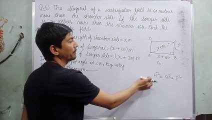 the diagonal of a rectangular field is 60 metres more than the shorte | quadratic equations class 10