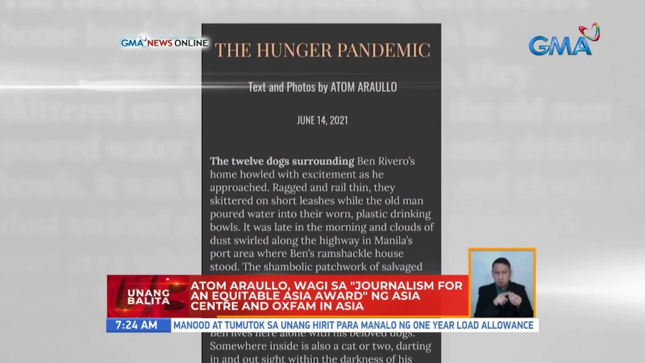 Atom Araullo, wagi sa 'Journalism For An Equitable Asia Award' ng Asia Centre and Oxfam in Asia | UB