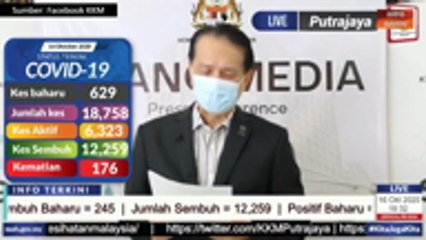 Tiga kluster baharu dilaporkan pada Jumaat, 16 Oktober 2020