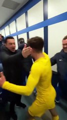 Celebración eufórica del Barça en el Bernabéu