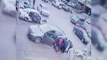 GAZİANTEP - Motosiklet ile otomobilin çarpışma anı güvenlik kamerasında