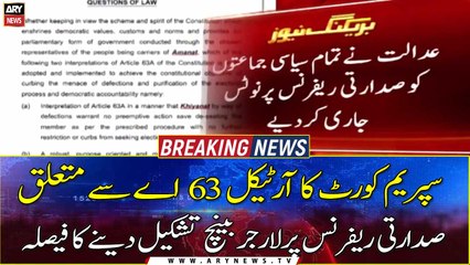 SC Forms Larger Bench On Reference Seeking Interpretation Of Article 63(A)