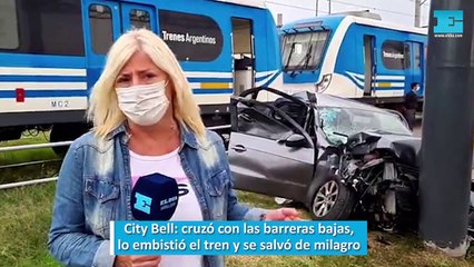 City Bell cruzó con las barreras bajas, lo embistió el tren y se salvó de milagro