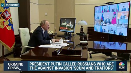 Télécharger la video: President Putin Calls Russians Against Invasion ‘Scum And Traitors’