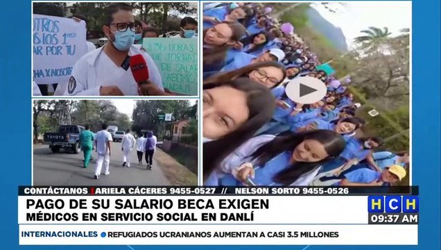 ¡Médicos Internos protestan en bulevar Suyapa exigiendo pagos y firma de contratos!