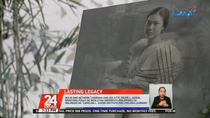 Ina ni GMA Network Chairman and CEO Atty. Felipe L. Gozon, binigyang-pugay ng Wesleyan University-Philippines sa inilunsad na "Carolina L. Gozon Institute for Lifelong Learning"  | 24 Oras