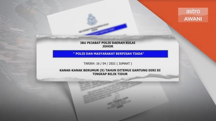 Kematian | Kanak-kanak 9 tahun ditemui maut