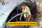 Descuido pudo ser mortal: conductor olvida poner freno de mano y auto cae a precipicio