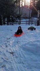 RC Car Pulls Kid on Sled