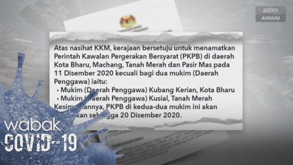 PKPB di empat daerah di Kelantan tamat pada 11 Dis