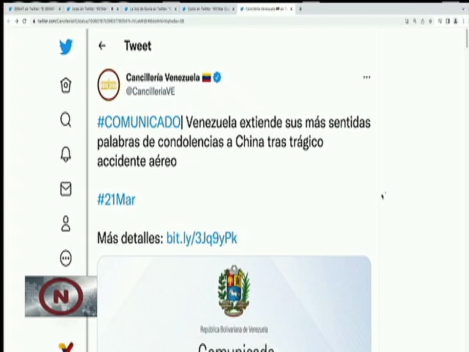 COMUNICADO | Venezuela extiende a China sus condolencias y solidaridad por siniestro aéreo