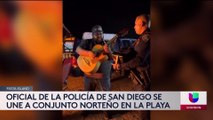 Policía de San Diego se hace viral por su talento con el acordeón.