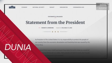 Rangsangan ekonomi: Trump tandatangani pelan kewangan USD1.4 trilion