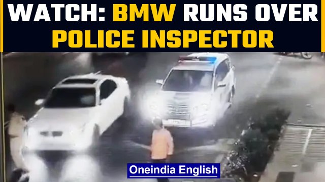 Hyderabad: Police inspector hit by BMW on Tank Bund Road | Watch CCTV footage | Oneindia News