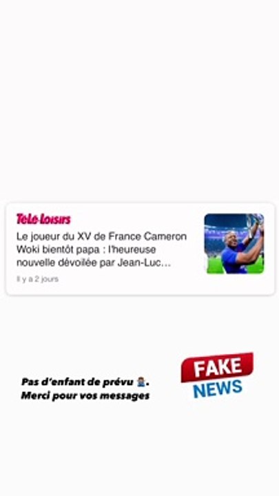 Cameron Woki dément la grossesse de sa compagne.