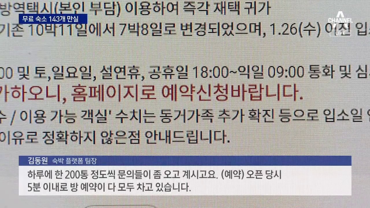 재택치료 180만 명…무료 ‘안심 숙소’ 3분 만에 마감