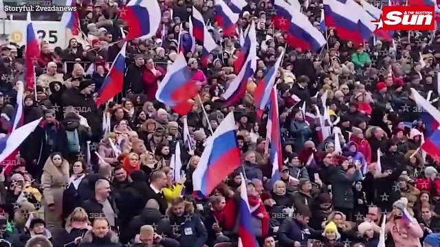 Vladimir Putin speaks at Russian concert held to mark eight years since annexation of Crimea