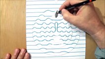 How to Draw Water Drop With Charcoal Pencil - Trick Art on Line Paper - Anamorphic Illusion