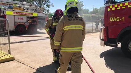 Pulling a victim out of a fire - mock up