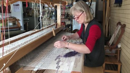 Fiona Durman demonstrates her weaving techniques