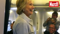 En campagne en avion avec Hillary Clinton