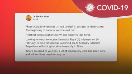 Vaksin COVID-19 | Bekalan vaksin tiba di Sarawak 24 Februari ini