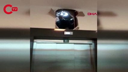 Sultangazi'de hastane asansöründe mahsur kalan 10 kişi duvarı kırarak kurtuldu