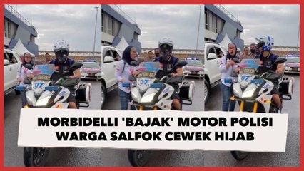 Morbidelli 'Bajak' Motor Polisi Usai MotoGP Mandalika, Warga Salfok Cewek Hijab di Sampingnya