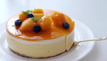 No-Bake Mango Cheesecake＊Eggless & Without Oven