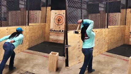 'Aspiring actress shares BADASS SLOW-MO footage of her hitting a BULLSEYE with an axe'