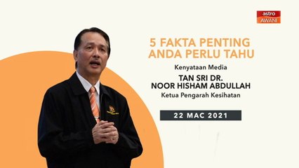 5 perkara penting dalam kenyataan media KKM - 22 Mac 2021