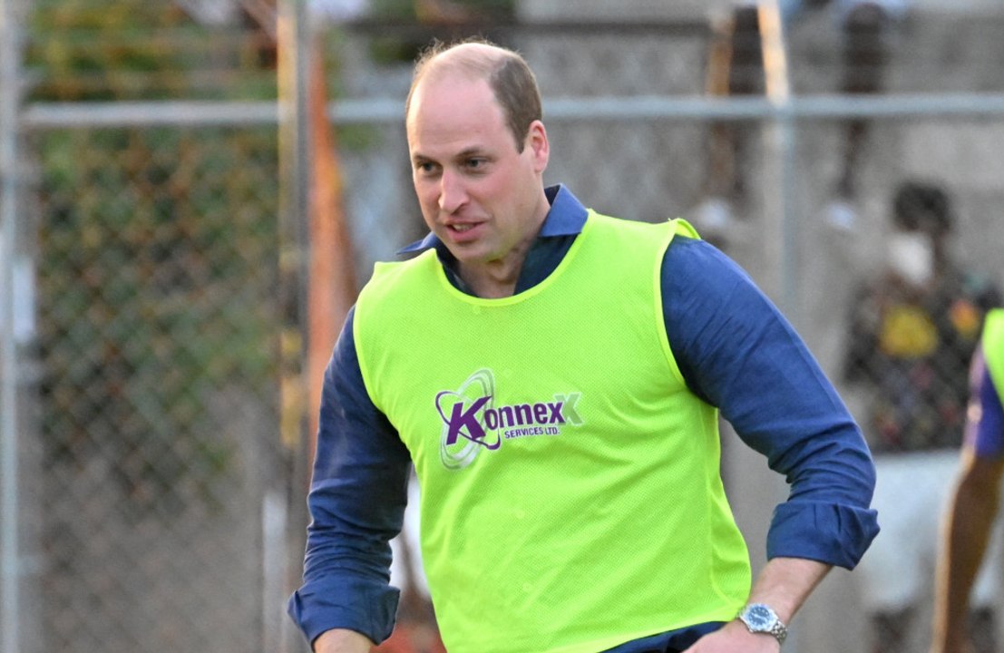 Prince William joins Raheem Sterling and Leon Bailey for kickabout with locals in Kingston