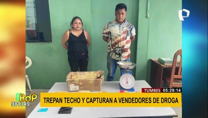 Tumbes: Agentes de la policía treparon techos para intervenir pareja que vendía drogas
