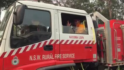 Firefighters roll out of Charles Sturt University for another big day of fighting fires on the Mid North Coast.